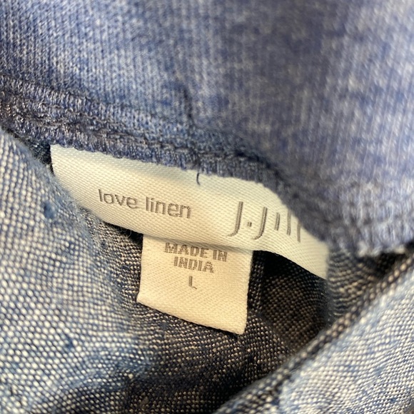 J. Jill love linen pull on pants L chambray elastic high rise Lagenlook beachy - Picture 2 of 10
